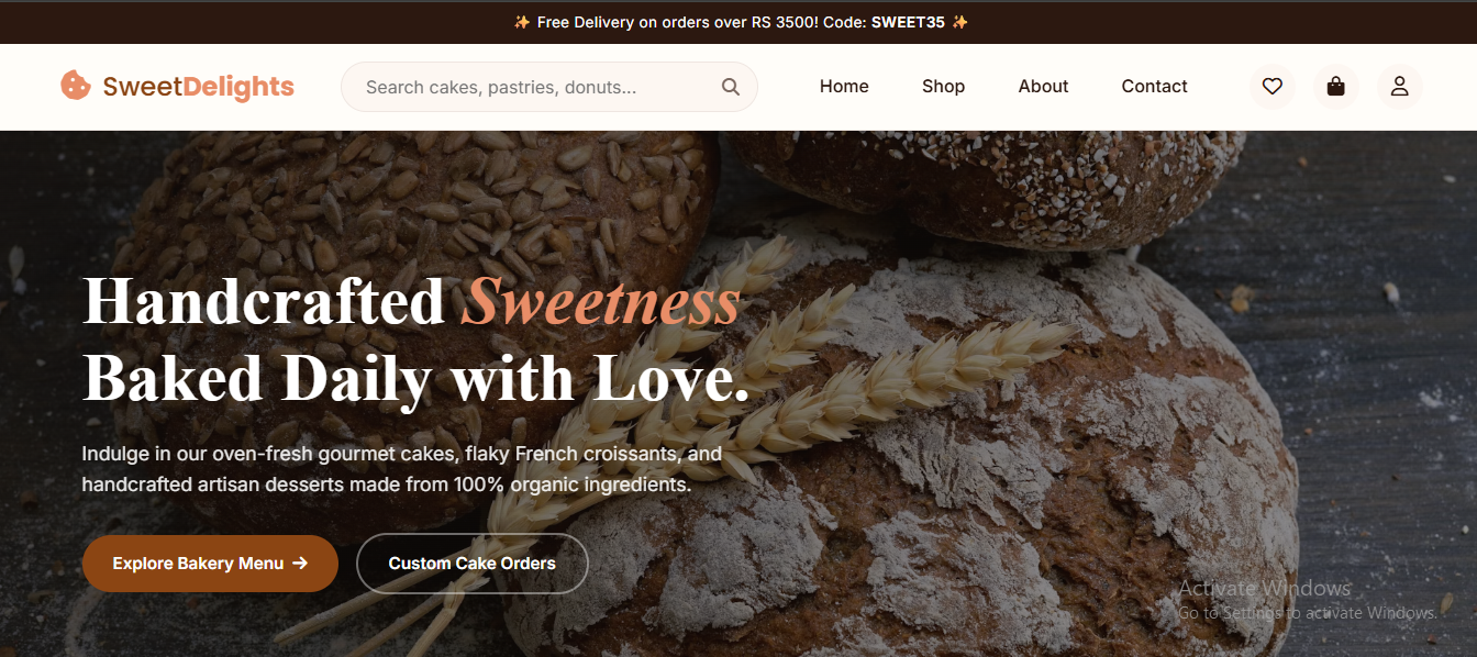 SweetDelights Bakery Website